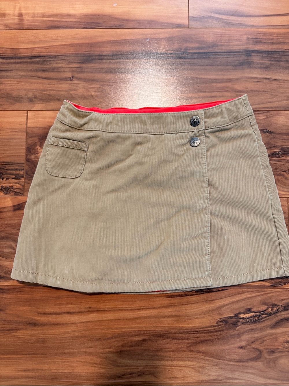 REI Girls XS Kahki reversible Corduroy Skirt